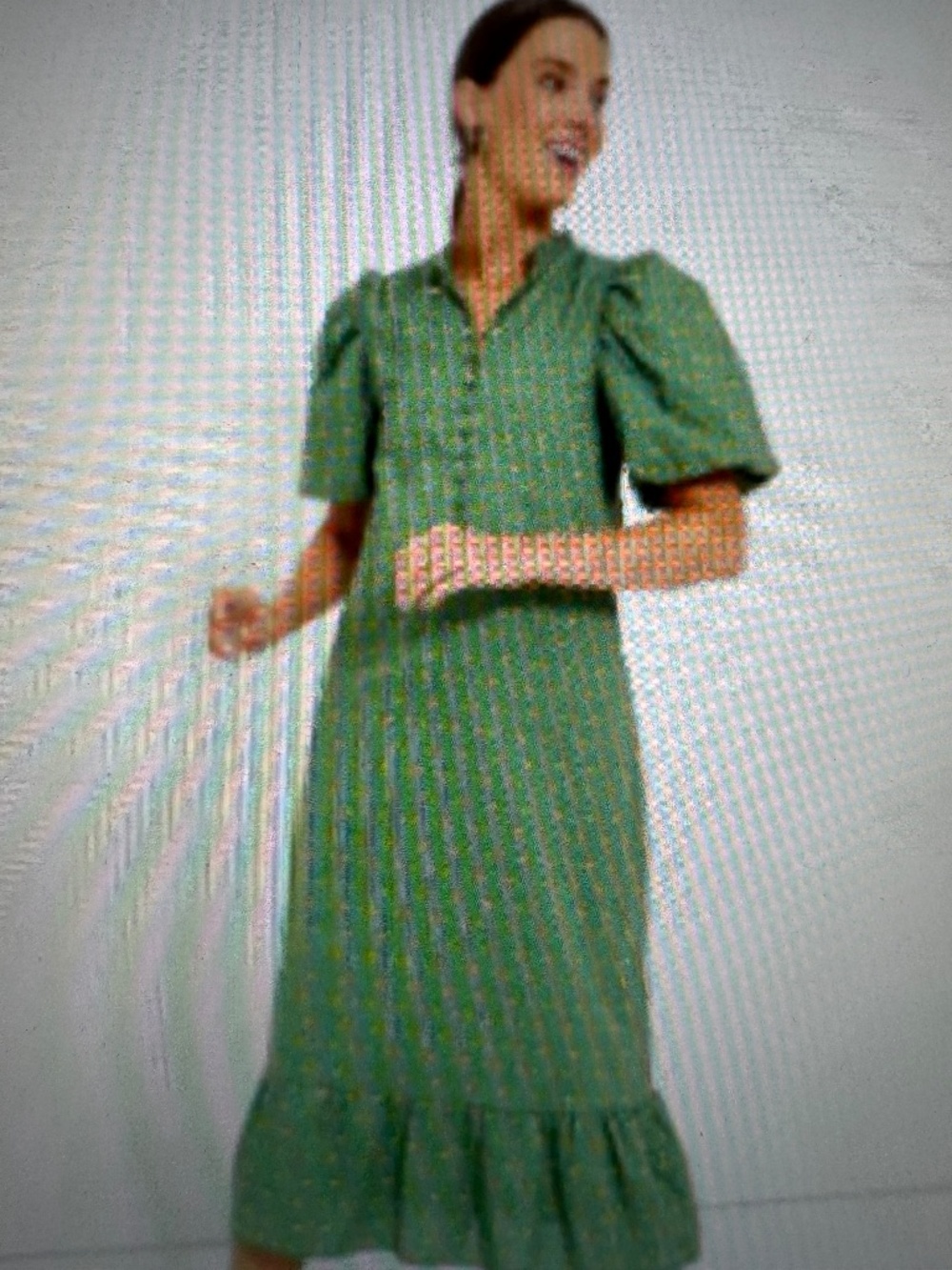 EUC - Tuckernuck Hyacinth House Green Floral Mimi Short Sleeve Midi Dress, Med